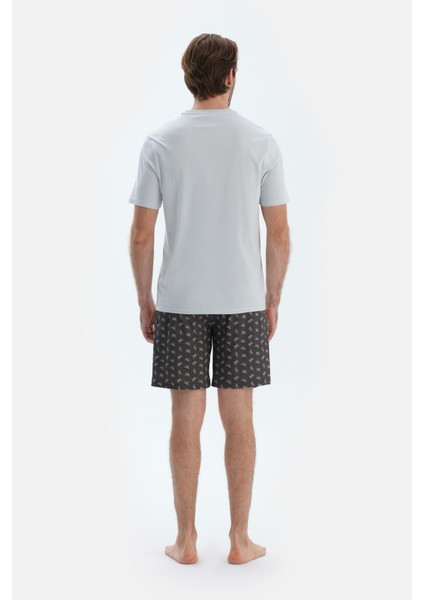 Açık Gri Kısa Kollu Bisiklet Yaka Basıc Tişört fiyatları