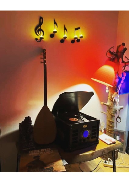 Sol Anahtarı Tasarımlı Notalı Demir Mumluk Seti indirimleri