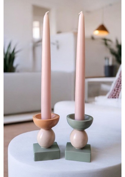 Sütun Mumluk Şamdan | 2'li Set | Colors Of The Arienel | El Yapımı | Unique | Iconic | 8.5 x 6 cm fiyatları
