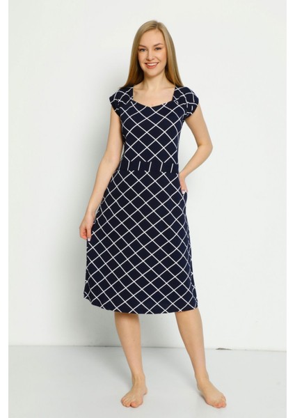 Desenli Kemerli Cepli Penye Modal Kısa Kollu Pamuklu Elbise modelleri