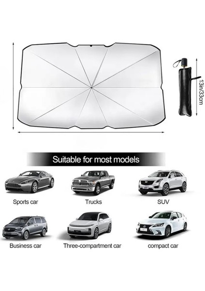 Araç Içi Ön Cam Güneşliği, Katlanabilir Şemsiye Şeklinde Otomobil Ön Cam Güneşliği,%99 Etkin Koruma, Otomobil, Suv, (140 x 79 Cm) modelleri