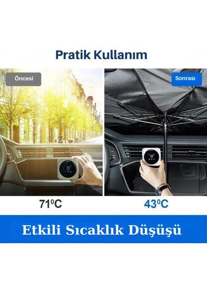 Araç Içi Ön Cam Güneşliği, Katlanabilir Şemsiye Şeklinde Otomobil Ön Cam Güneşliği,%99 Etkin Koruma, Otomobil, Suv, (140 x 79 Cm) fırsatları