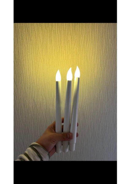 Pilli LED Işıklı 5 Li 28 cm Şamdan LED Mum Sarı Gün Işığı modelleri