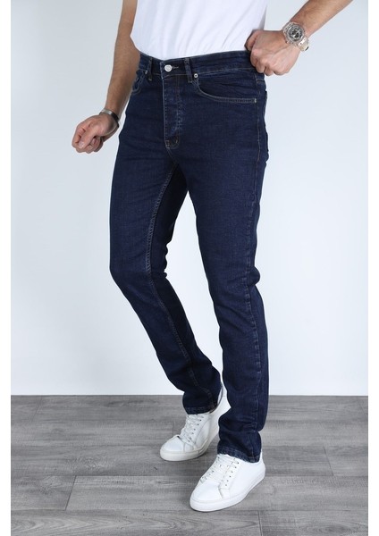 Erkek Regular Kalıp Rahat Kesim Şık Koyu Jeans