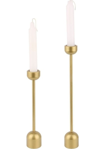 Dekoratif Gold 2'li Kule Şamdan & Mumluk Set