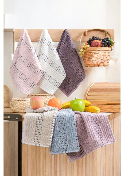 6 Lı El Yüz Mutfak Havlusu Seti Zincir Desen 30 x 50 cm fiyatları
