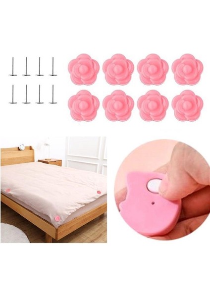 8 Adet Pembe Renk Gül Desenli Yorgan Kılıfı Çarşaf Nevresim Örtü Tutucu Sabitleyici Kaydırmaz