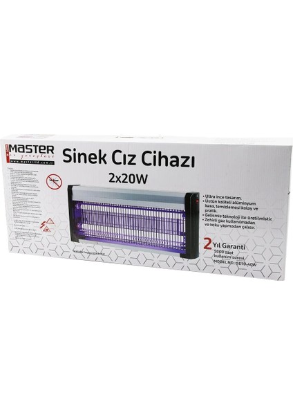 40W Lüx Kasa - Beyaz Kutu 2X20W Sinek Öldürücü Cız Makine Sd- 70