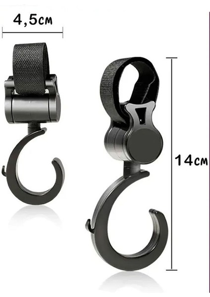 2 Adet 2 Kancalı Bisiklet ve Bebek Arabası Cırtlı Askı Döner Başlıklı Poşet Çanta Askısı fiyatları