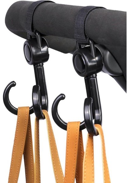 2 Adet 2 Kancalı Bisiklet ve Bebek Arabası Cırtlı Askı Döner Başlıklı Poşet Çanta Askısı