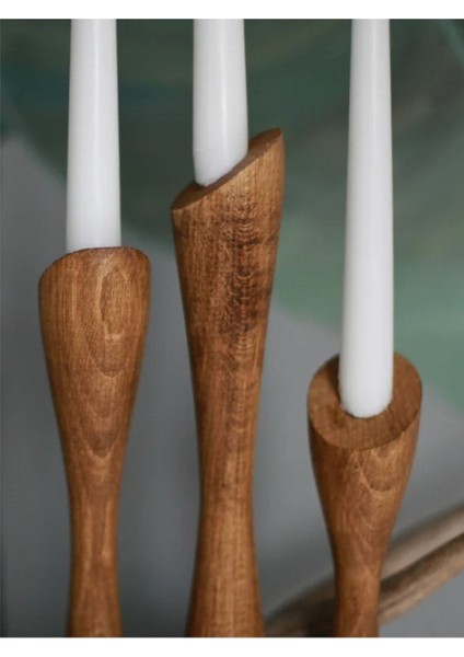 Ahşap Şamdan 3 'lü Set Iskandinav Japon Minimalist Tarzı