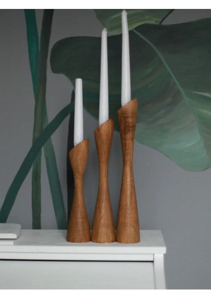 Ahşap Şamdan 3 'lü Set Iskandinav Japon Minimalist Tarzı