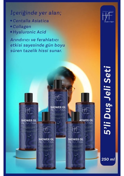 Erkeklere Özel Derin Temizlik Ferahlatıcı Bakım Nemlendirici Etkili Duş Jeli 250 ml 5'li fiyatları
