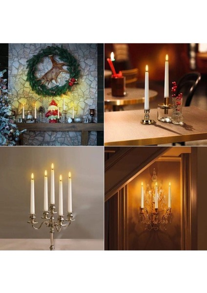 3'lü Dekoratif LED Hareketli Alev Şamdan Mum 27 cm modelleri