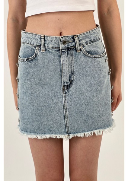Kadın Yazlık Jeans Kısa Denim Mini B.mavi Kot Etek modelleri