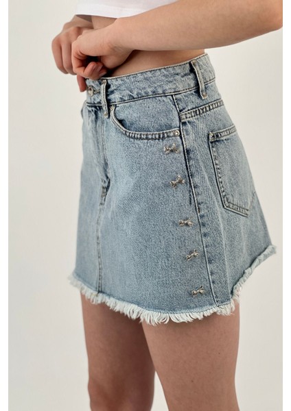 Kadın Yazlık Jeans Kısa Denim Mini B.mavi Kot Etek fırsatları