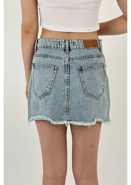 Kadın Yazlık Jeans Kısa Denim Mini B.mavi Kot Etek indirimleri