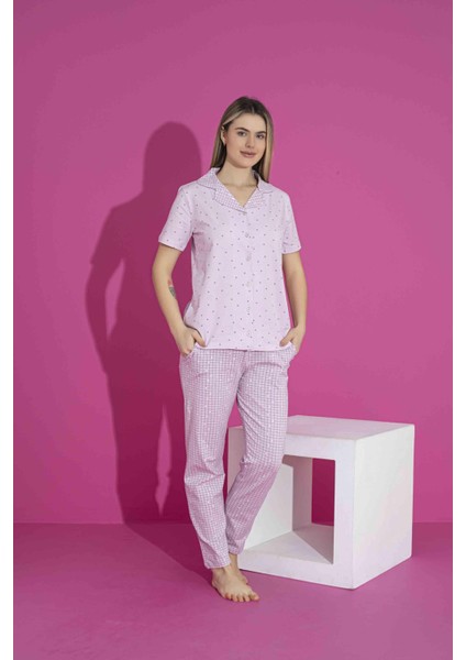 Kadın Likralı Penye(Anne Kız Kombini Yapabilirsiniz) Düğmeli Yazlık Pijama Takımı 3032 modelleri