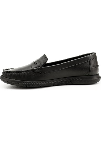 Kadın Siyah Rok Hakiki Deri Comfort Loafer modelleri