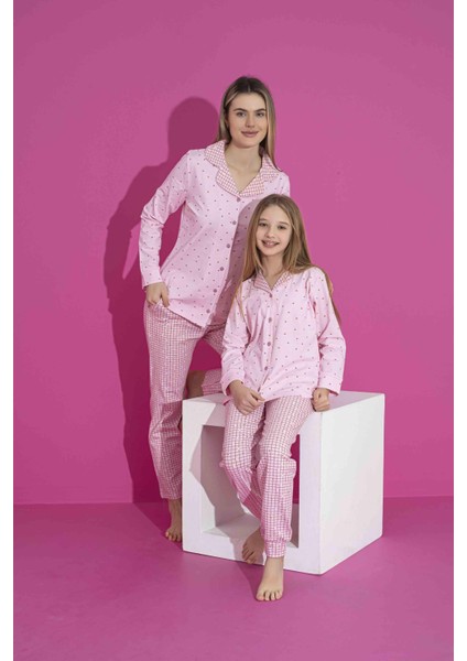 Kadın Likralı Penye(Anne Kız Kombini Yapabilirsiniz) Düğmeli Yazlık Pijama Takımı 3030