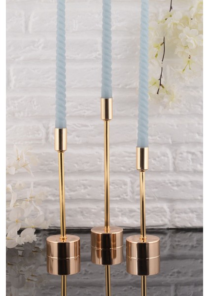 Defne 3'lü Şamdan Gold Dekoratif Metal Mumluk Altın Kaplama Şamdan Seti fiyatları