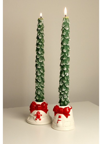 Ikili (2'li) Beton Yılbaşı / Noel Temalı Şamdan Seti (Kardan Adam+ Kurabiye Adam)