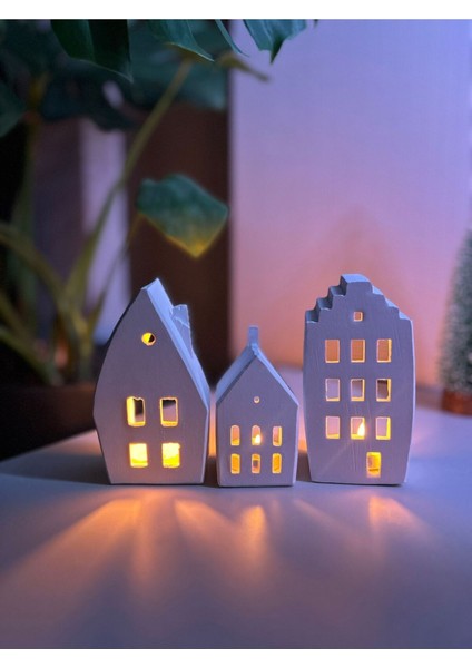 Beton 3’lü Tealight Ev Mumluk Seti
