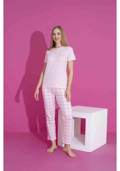 Kadın Likralı Penye Düğmeli Yazlık Pijama Takımı 2970P fırsatları
