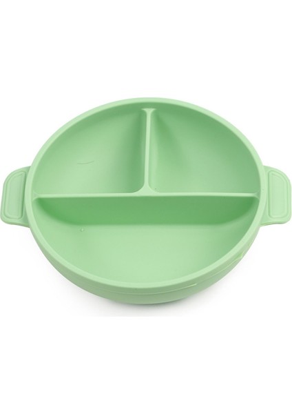Silikon Beslenme Seti Vakumlu Silikon Mama Tabağı (Kapaklı), Silikon Çatal ve Kaşık / Yeşil Renk fırsatları