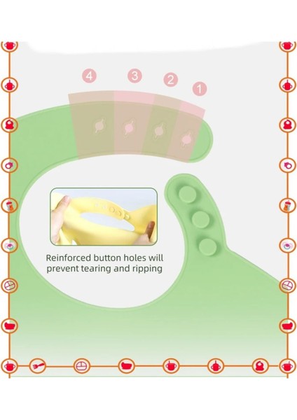 Premium Bebek, Çocuk BPA Free Silikon Mama Önlüğü - Güvenli Beslenme - 6 Ay + için / Sarı Renk indirimleri