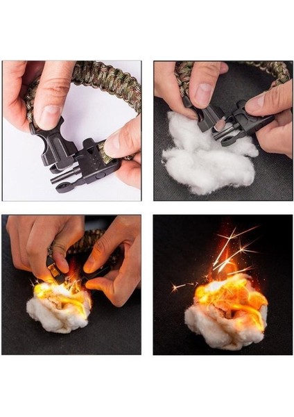 Survival Pusulalı Hayatta Kalma Bilekliği Kamp Bileklik Düdük Çok Amaçlı Outdoor Aksesuar Kit Askeri fırsatları
