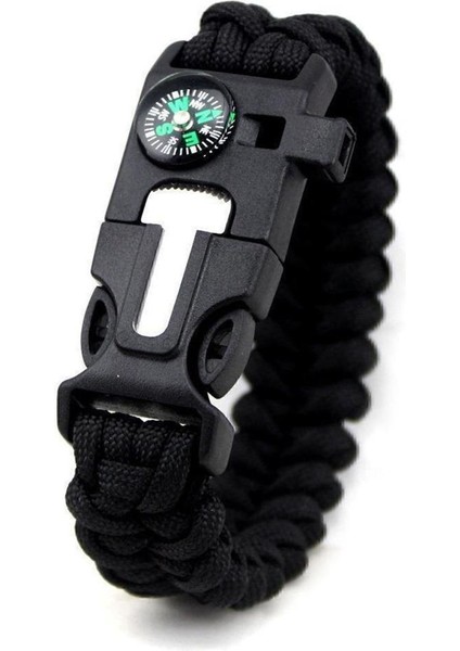 Survival Pusulalı Hayatta Kalma Bilekliği Kamp Bileklik Düdük Çok Amaçlı Outdoor Aksesuar Kit Askeri
