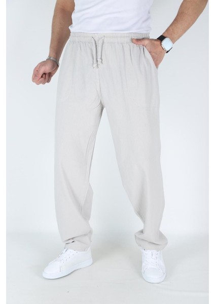 %100 Pamuk Ham Bez Keten Pantolon 4xl-5xl-6xl