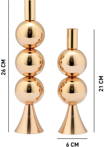 Elit 2'li Şamdan Seti Gold Renk Dekoratif Metal Mumluk fırsatları