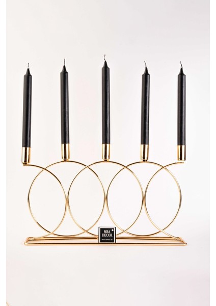 Metal Gold Double Geometri 45 cm Masaüstü Şamdan Mumluk Dekoratif Mumluk Paslanmaz Ev Dekorasyon indirimleri