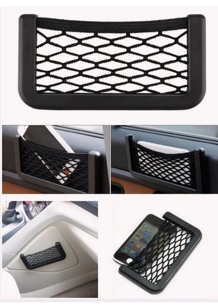 15X8 cm Araç Içi Telefon Tutucu Torpidoya Yapışan File Araba Karavan Düzenleyici Organizer File