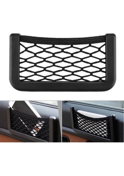 15X8 cm Araç Içi Telefon Tutucu Torpidoya Yapışan File Araba Karavan Düzenleyici Organizer File