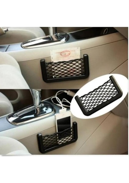 15X8 cm Araç Içi Telefon Tutucu Torpidoya Yapışan File Araba Karavan Düzenleyici Organizer File