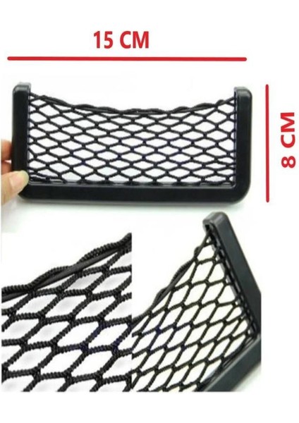 15X8 cm Araç Içi Telefon Tutucu Torpidoya Yapışan File Araba Karavan Düzenleyici Organizer File