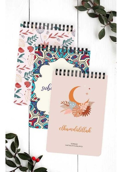(3’lü Paket) Haftalik Planlayici 52 Yaprak A5 Spiralli Renkli