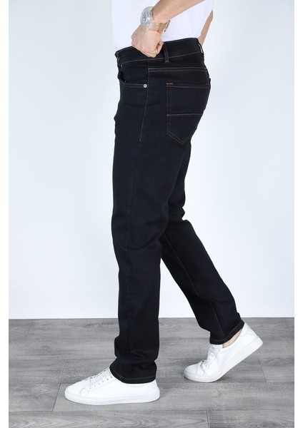 Erkek Regular Fit Rahat Kesim Denim Zift Mavi Jeans
