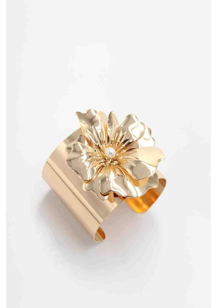 Shesra Inci Taş Detaylı Çiçek Model Kelepçe