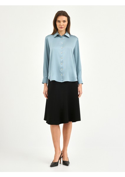 Kadın Regular Fıt Gömlek-Mavi modelleri