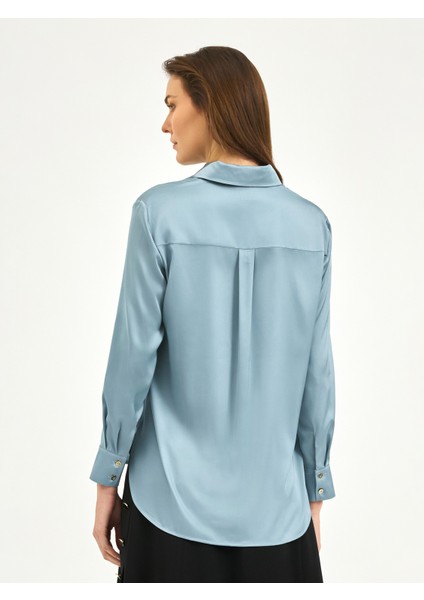 Kadın Regular Fıt Gömlek-Mavi indirimleri