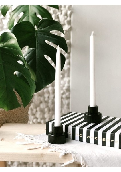 Evion Iskandinav Şamdan Mumluk Siyah Parlak 2'li