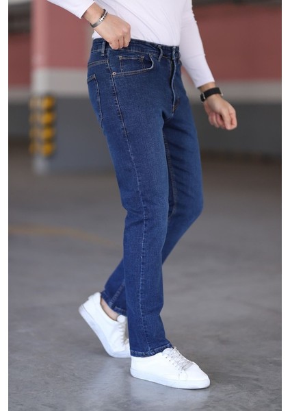 Erkek Regular Fit Kalıp Mavi Kot Normal Bel Likralı Kalın Kumaş fiyatları