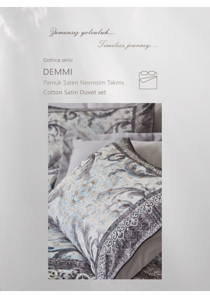 Çift Kişilik Pamuk Saten Nevresim Takımı Demmi Gri