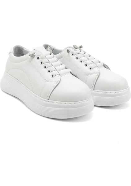 Kadın Beyaz Lastik Bağcıklı Comfort Hakiki Deri Sneaker fiyatları
