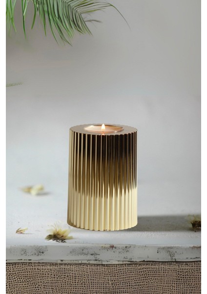 3 Lü Gold Krom Tırtıklı Yüzey Mumluk Dekoratif Tealight Set Mum Abs Plastik Altın fiyatları