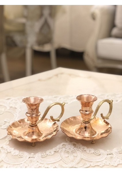 Bakır Fırfırlı Şamdan&şinanay 2'li